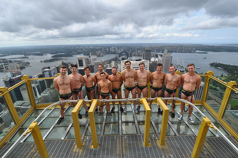 The Sydney Stingers water polo recently took part in a Mardi Gras-inspired photo shoot for Sydney Tower. (Supplied photo)
