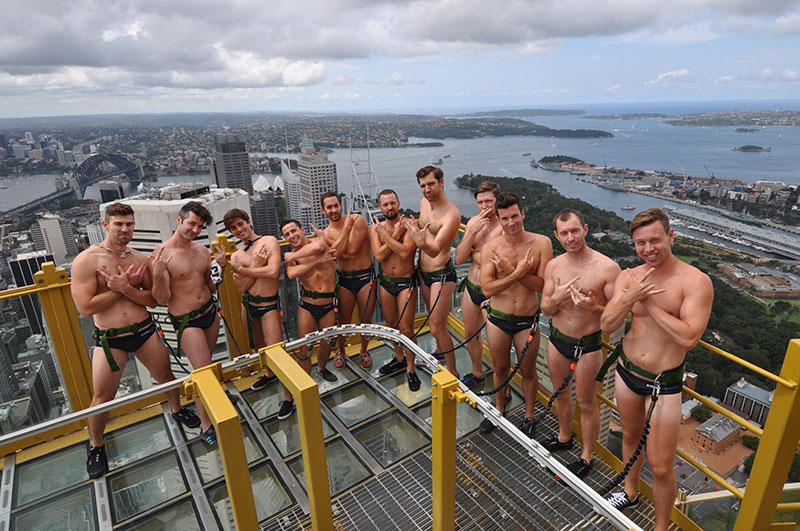 The Sydney Stingers water polo recently took part in a Mardi Gras-inspired photo shoot for Sydney Tower. (Supplied photo)