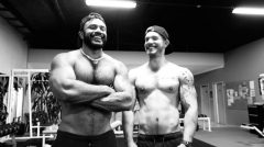 Skippy (right) with his boyfriend Rogan Richards. Picture: Supplied