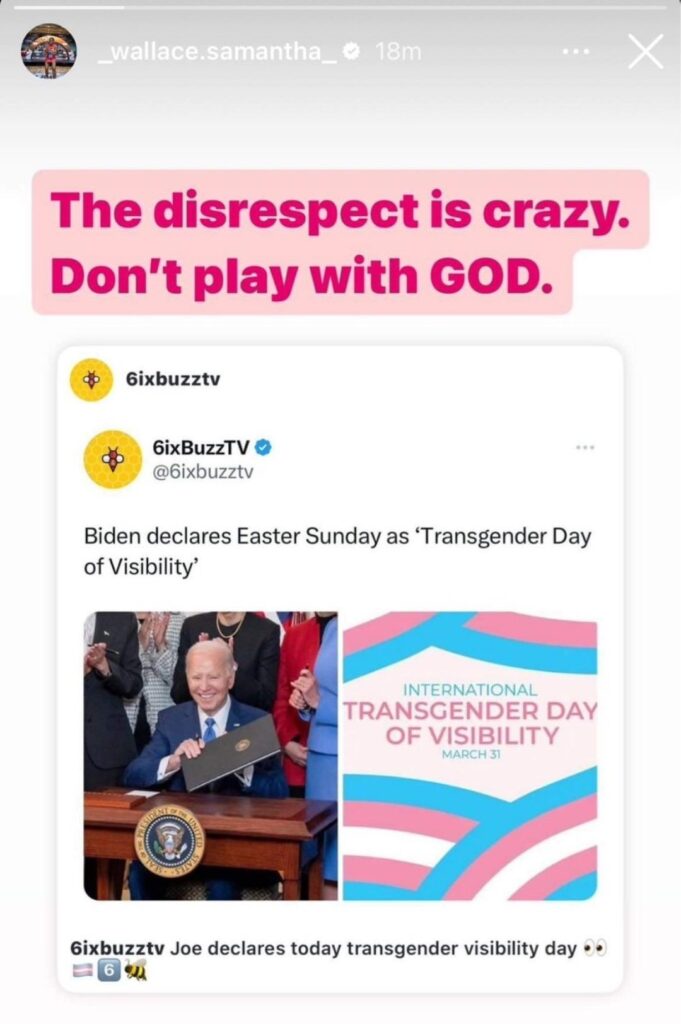 Samantha Wallace-Joseph Instagram comments.