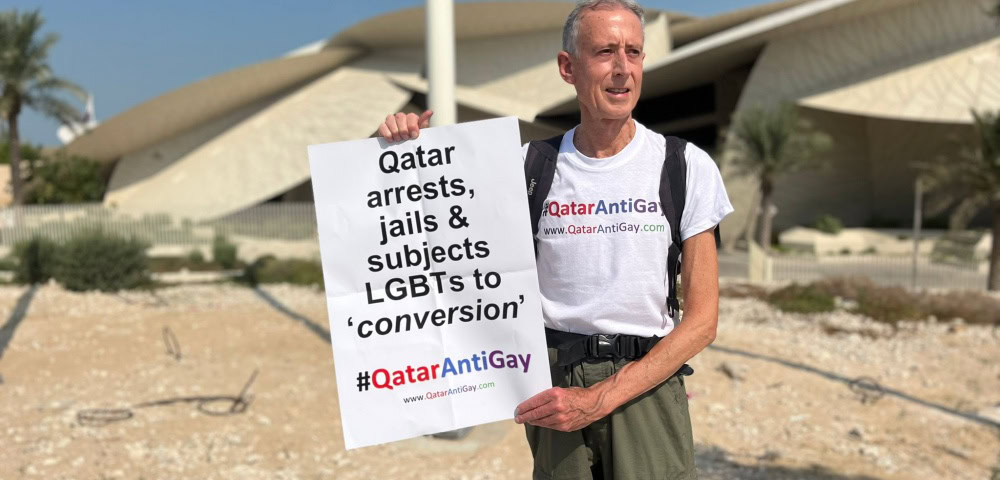 LGBT Activist Peter Tatchell Stages Protest In Qatar, Arrested