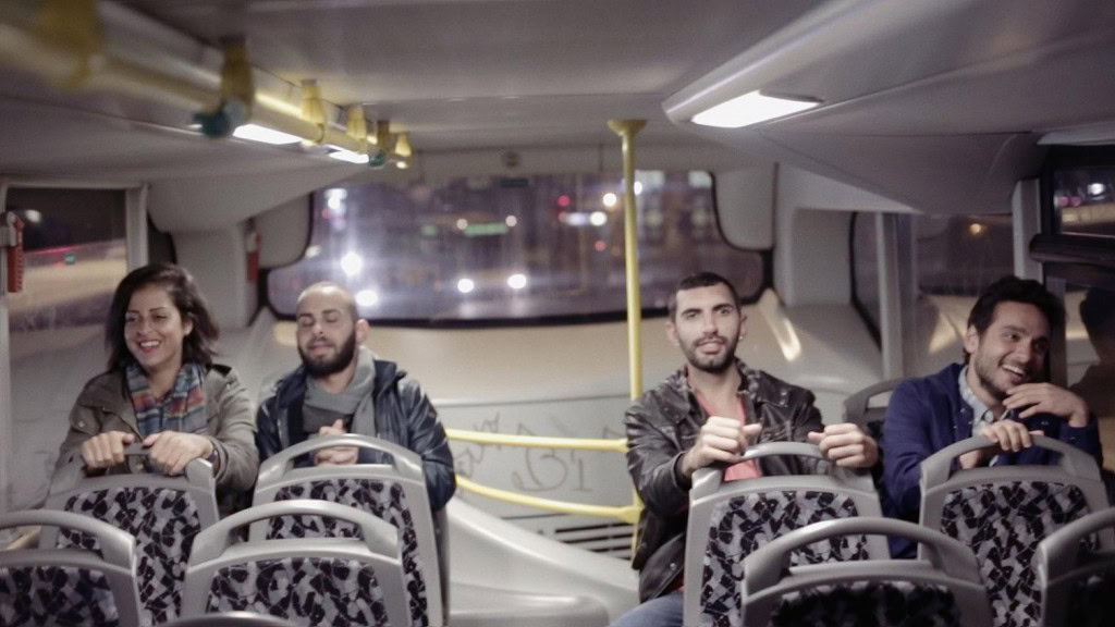 Right to left: Khader, Fadi, Naeem and one of their female friends in 'Oriented'.
