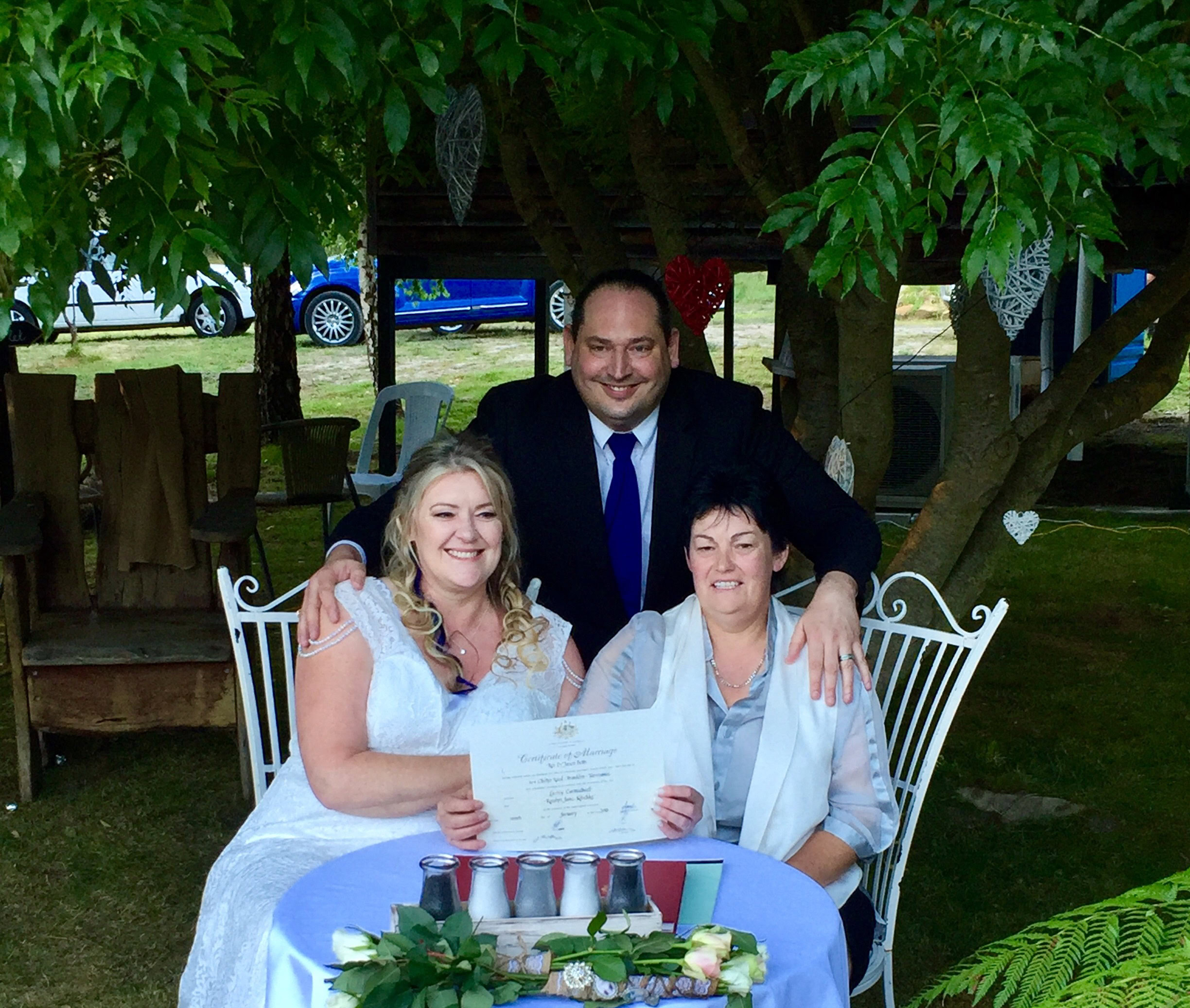 Tasmania’s first same-sex marriage took place at sunrise this morning